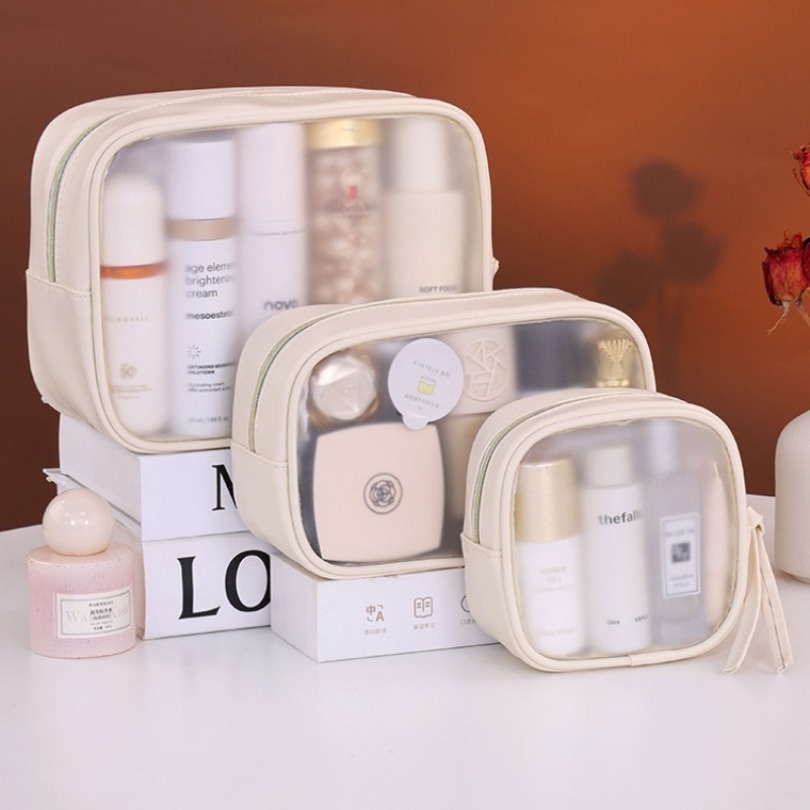 Luxury Skincare Set - مجموعة حقائب مكياج فاخرة شبه شفافة،