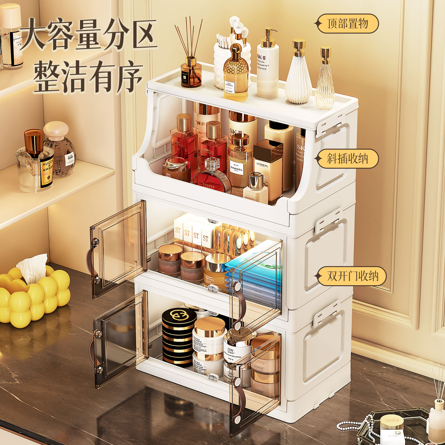 صندوق تخزين متعدد الطبقات للعن - مراجعة Luxury Skincare Display وسعره