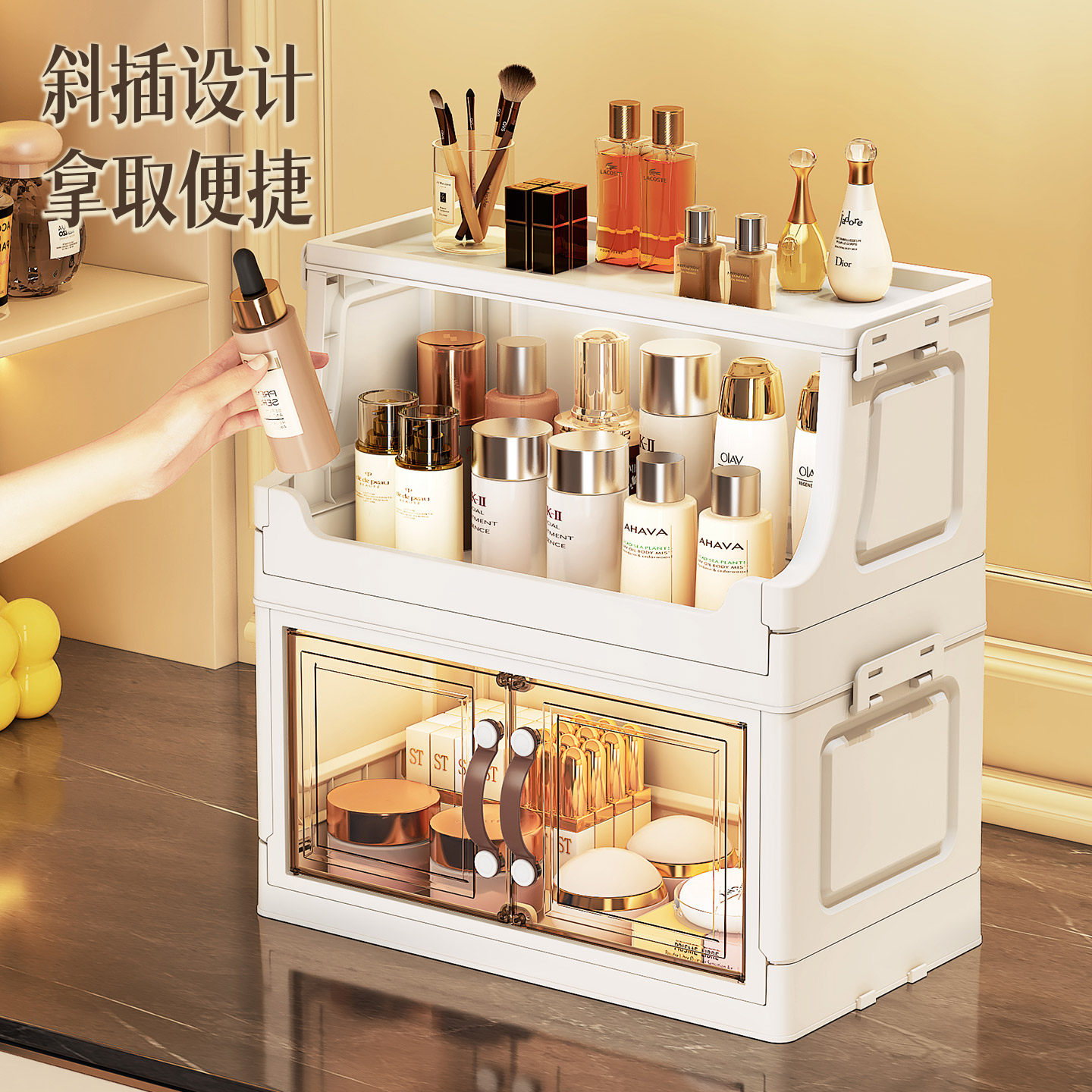 صندوق تخزين متعدد الطبقات للعن - مراجعة Luxury Skincare Display وسعره