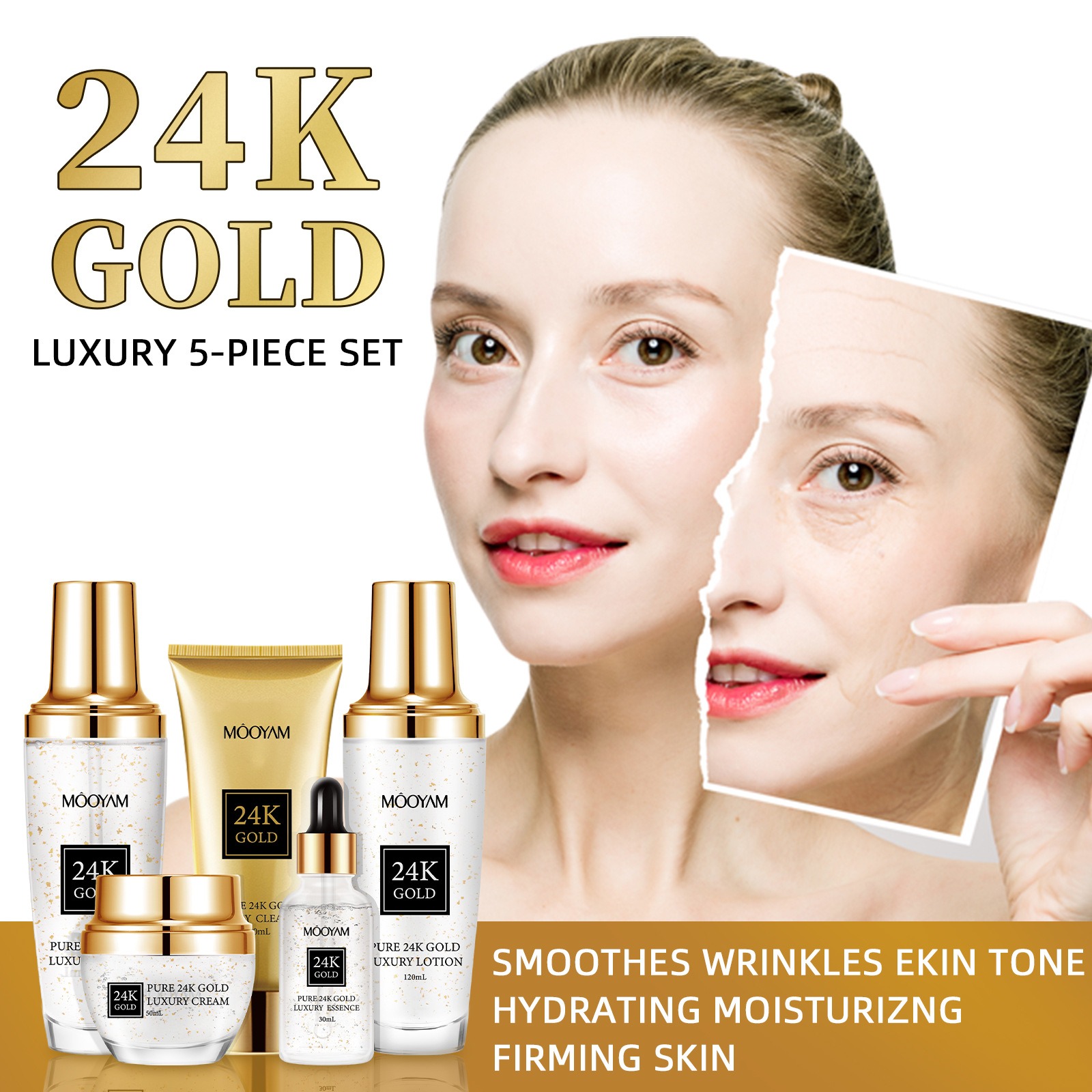 مجموعة مرطبة فاخرة من الذهب عي - مراجعة Luxury Skincare Set وسعره